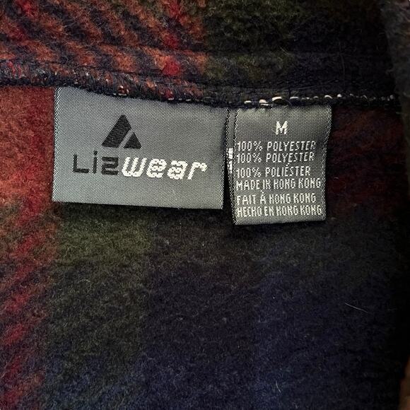 LizWear Fleece Vest Womens Medium Plaid Red Blue Full Zip Classic Trendy 90s Vtg - Picture 4 of 8